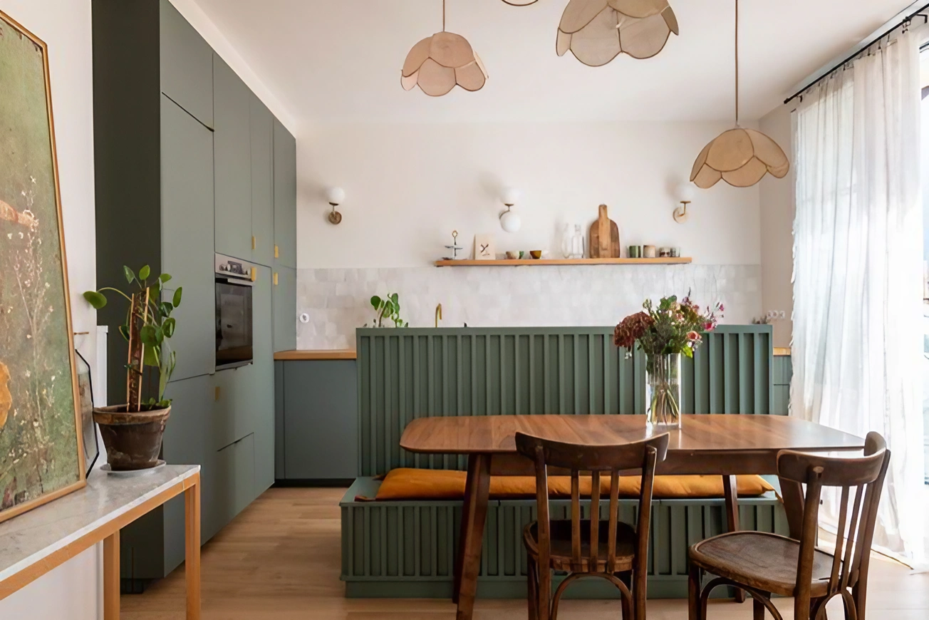 cuisine semi-ouverte verte décoration maison préférée des Français Houzz cuisine semi-ouverte verte décoration maison préférée des Français Houzz
