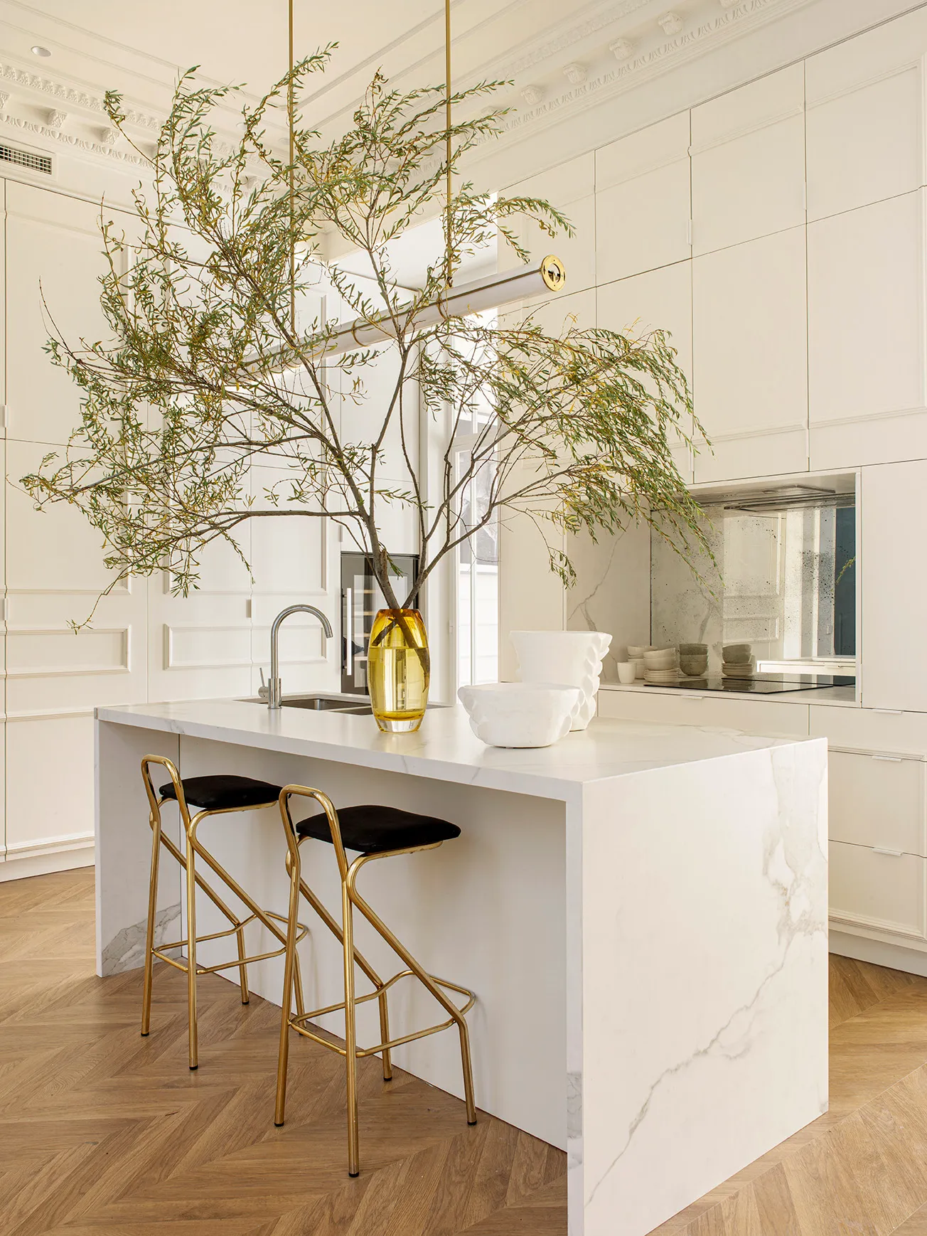 cuisine ouverte blanche et marbre décoration design cuisine ouverte blanche et marbre décoration design