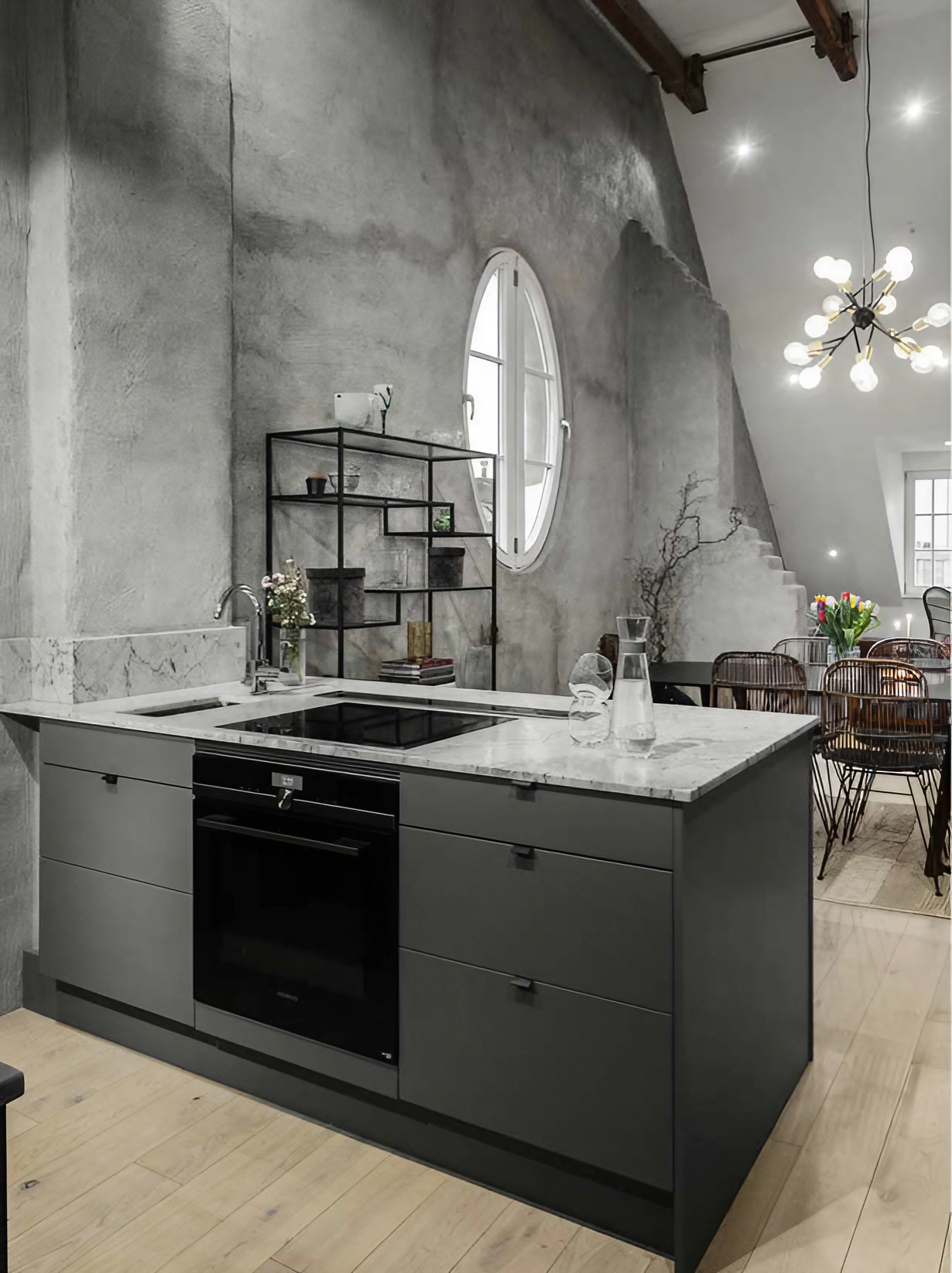 cuisine design noire et marbre décoration grise cuisine design noire et marbre décoration grise