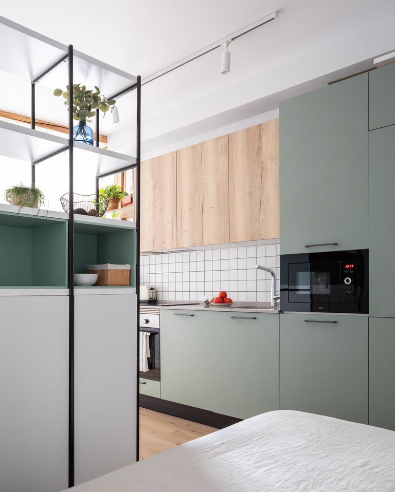 cuisine verte et bois décoration scandinave