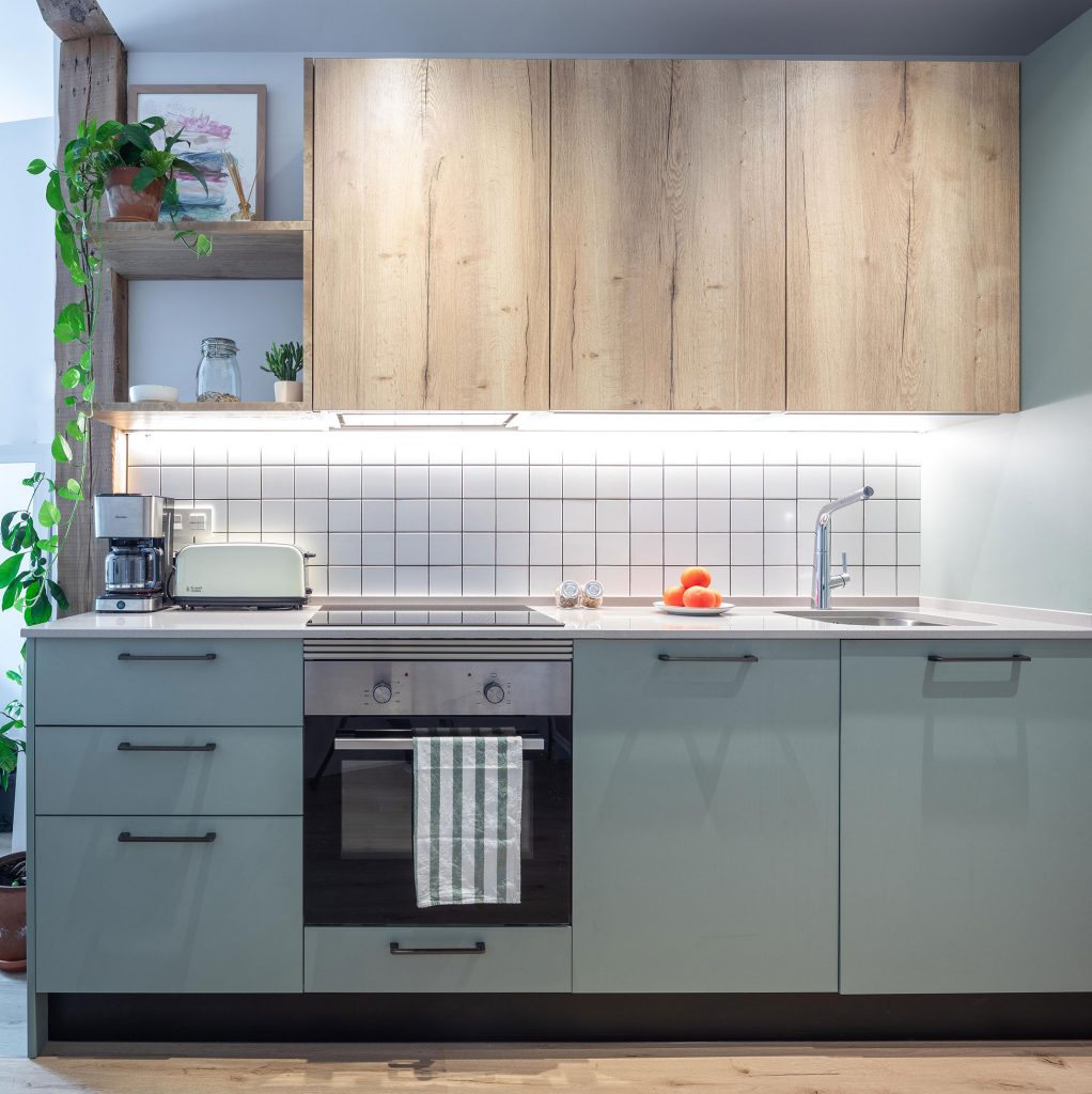 cuisine verte et bois décoration scandinave