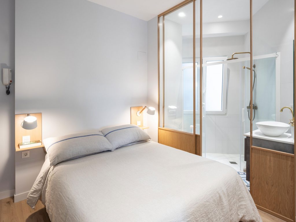 chambre avec salle de bain décoration scandinave