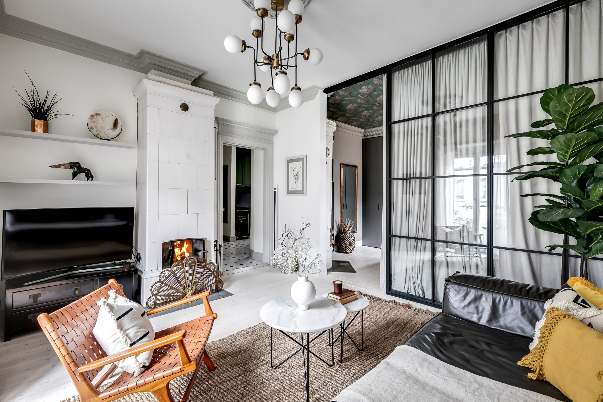 salon avec verrière décoration scandinave