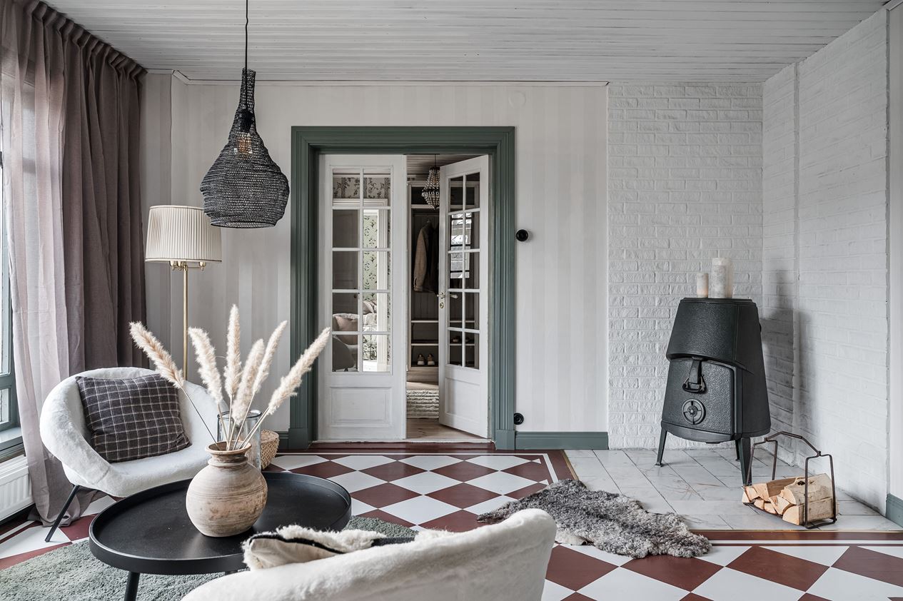 salon sol à damier rouge et blanc décoration scandinave salon sol à damier rouge et blanc décoration scandinave