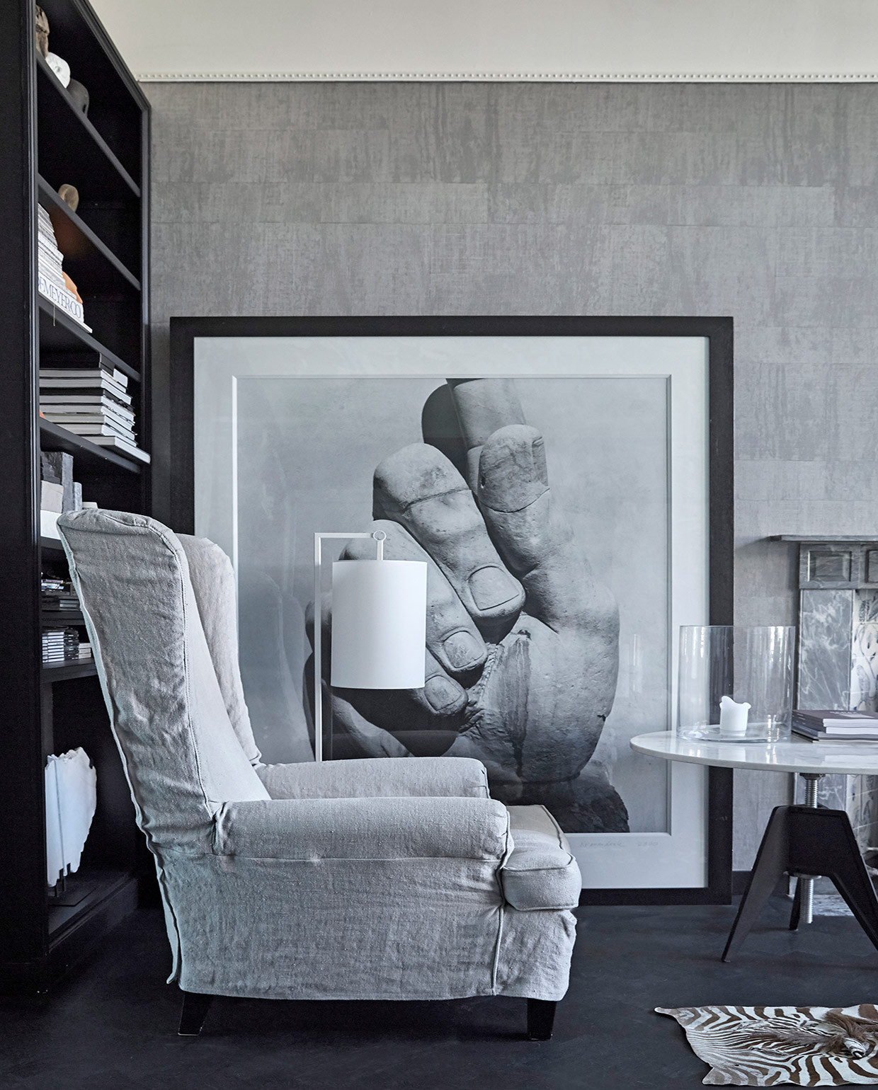 salon gris et noir décoration design