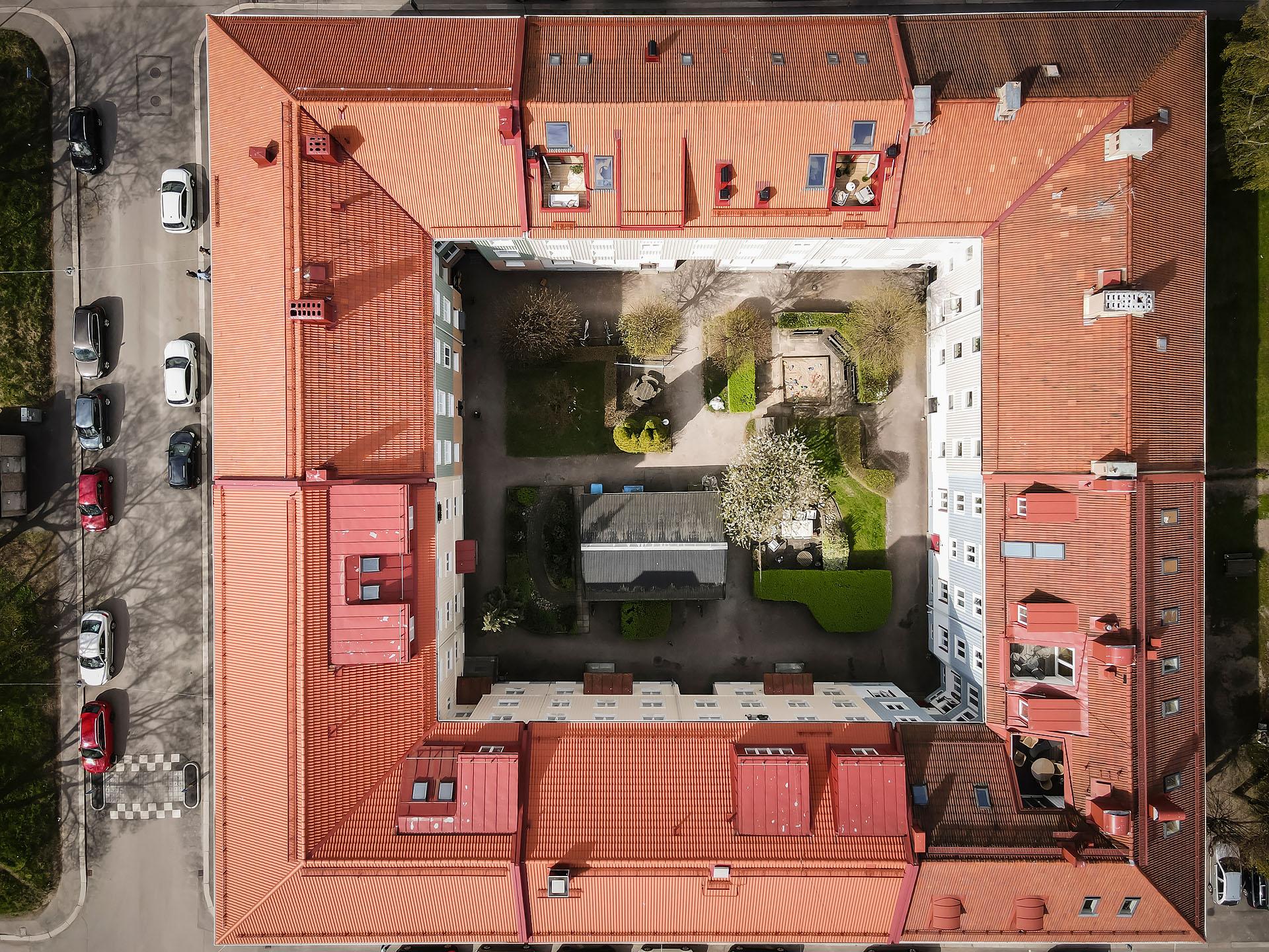 vue aérienne immeuble avec cour centrale