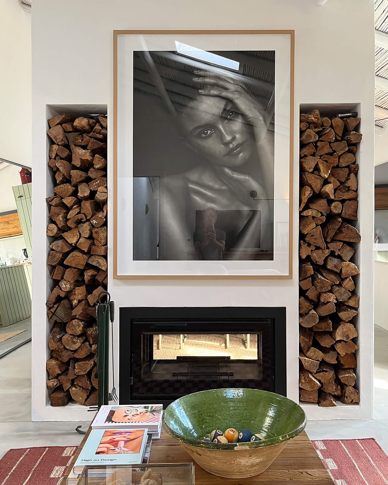 salon avec cheminée décoration rustique chic