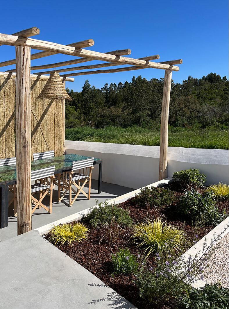 terrasse avec pergola bois
