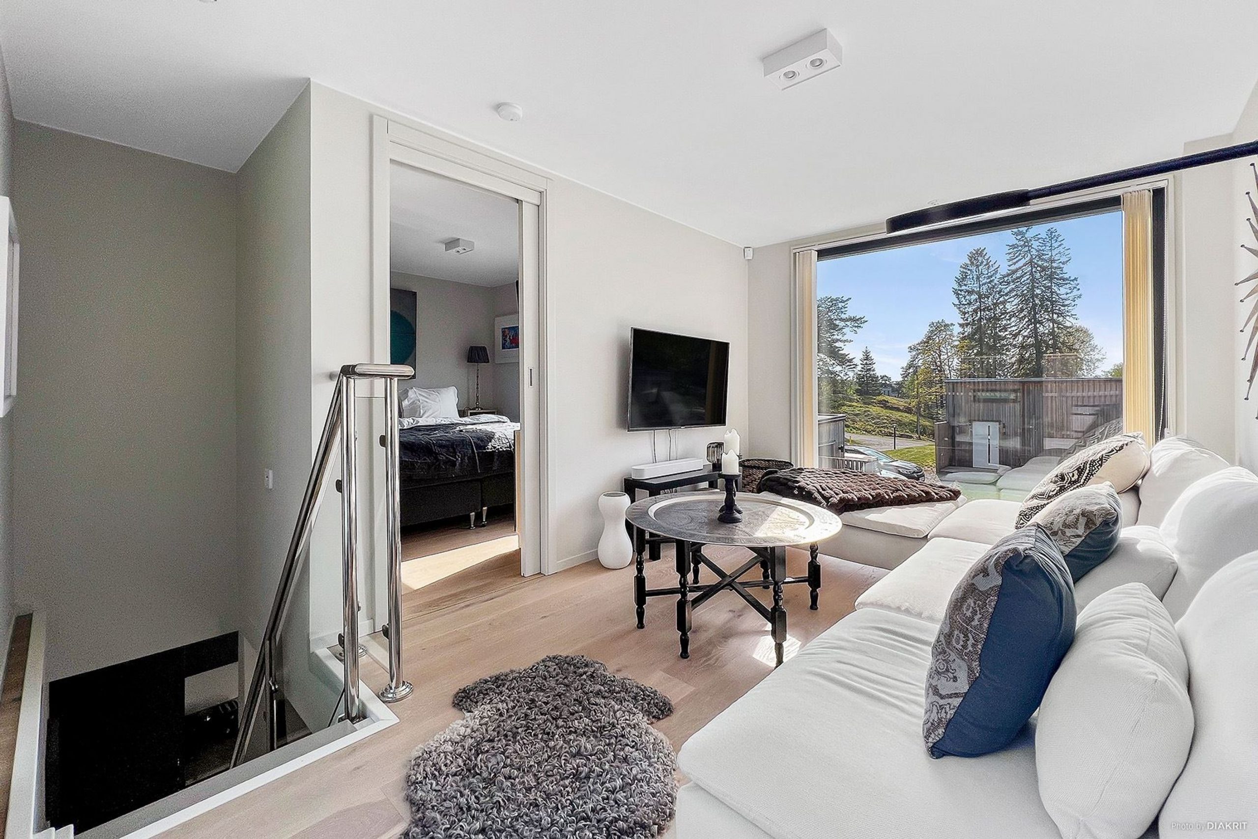 salon avec baie vitrée mini maison 42m2