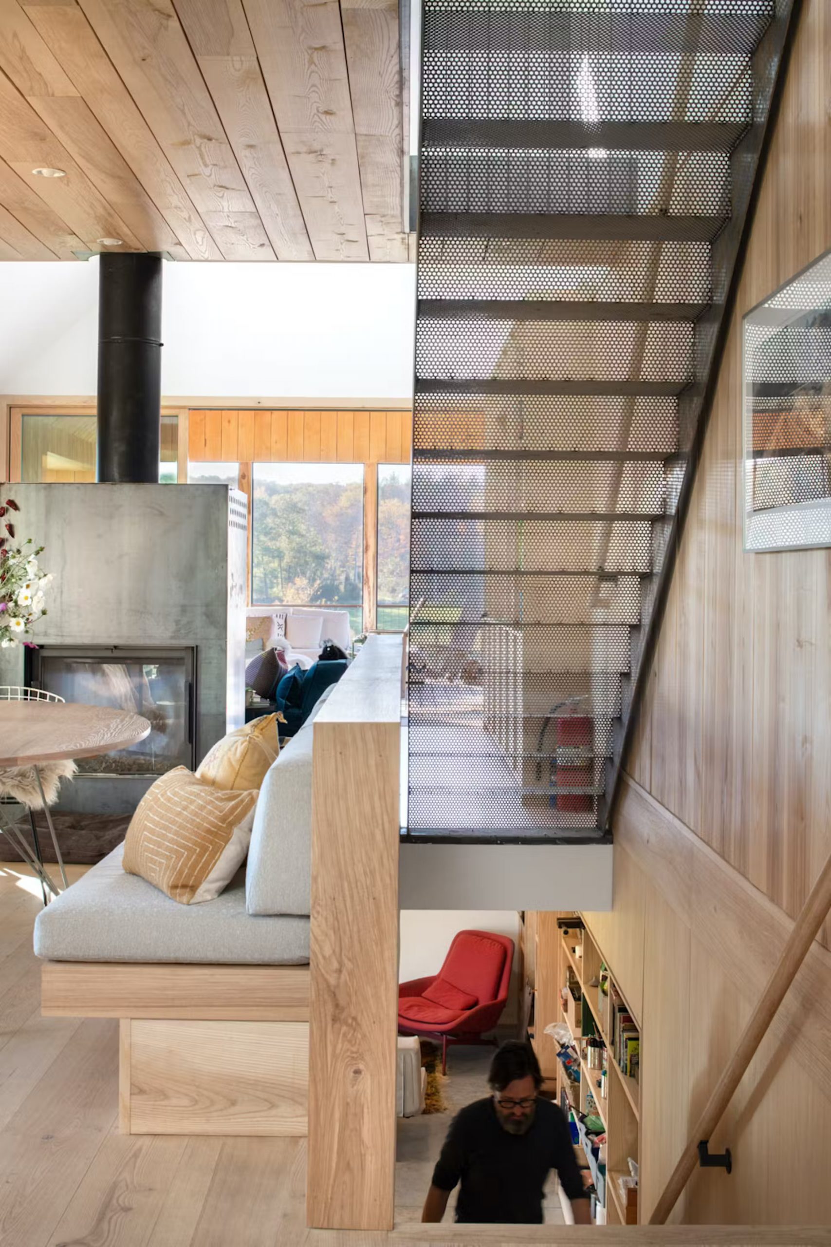 salon avec cheminée maison contemporaine