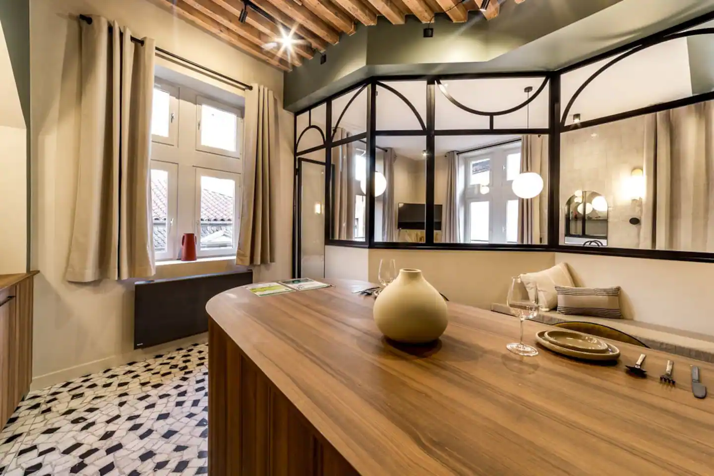 cuisine avec verrière décoration contemporaine