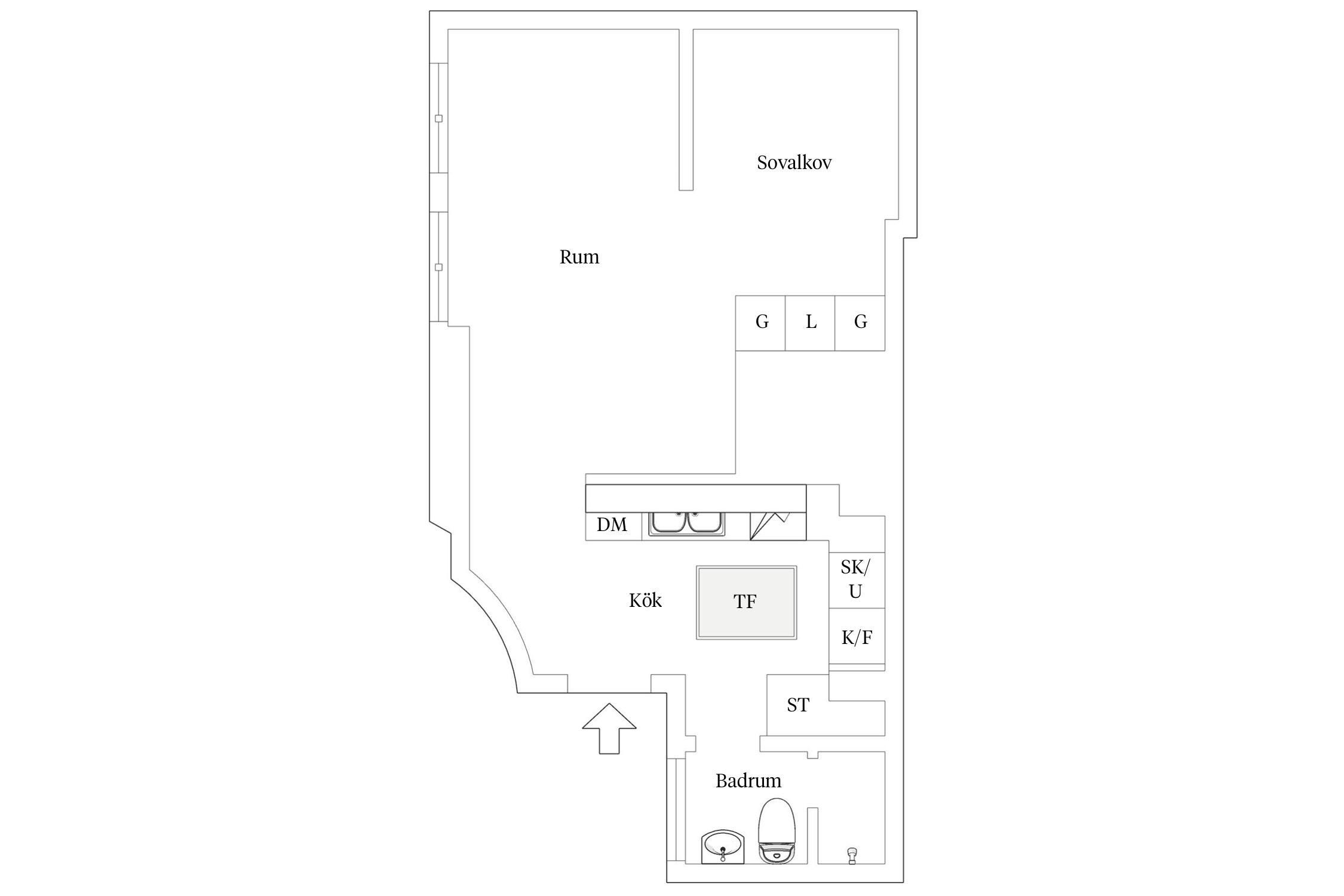 plan studio mansardé 33m2