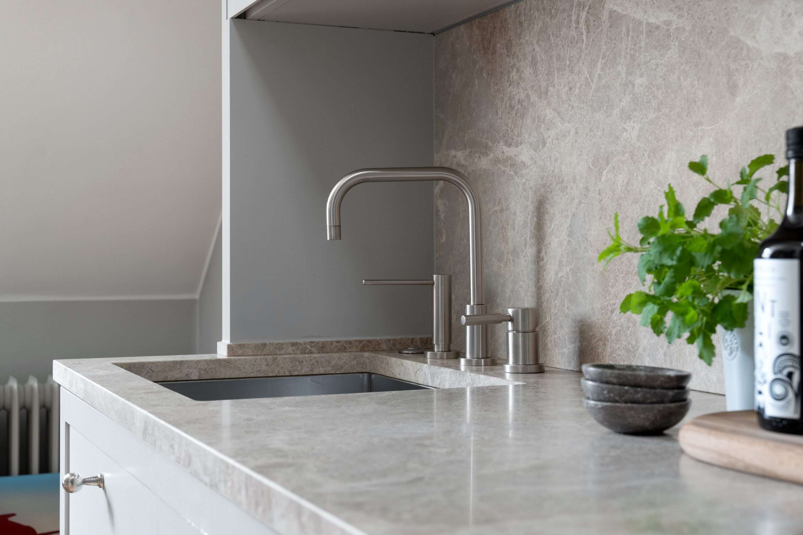 plan de travail cuisine marbre gris