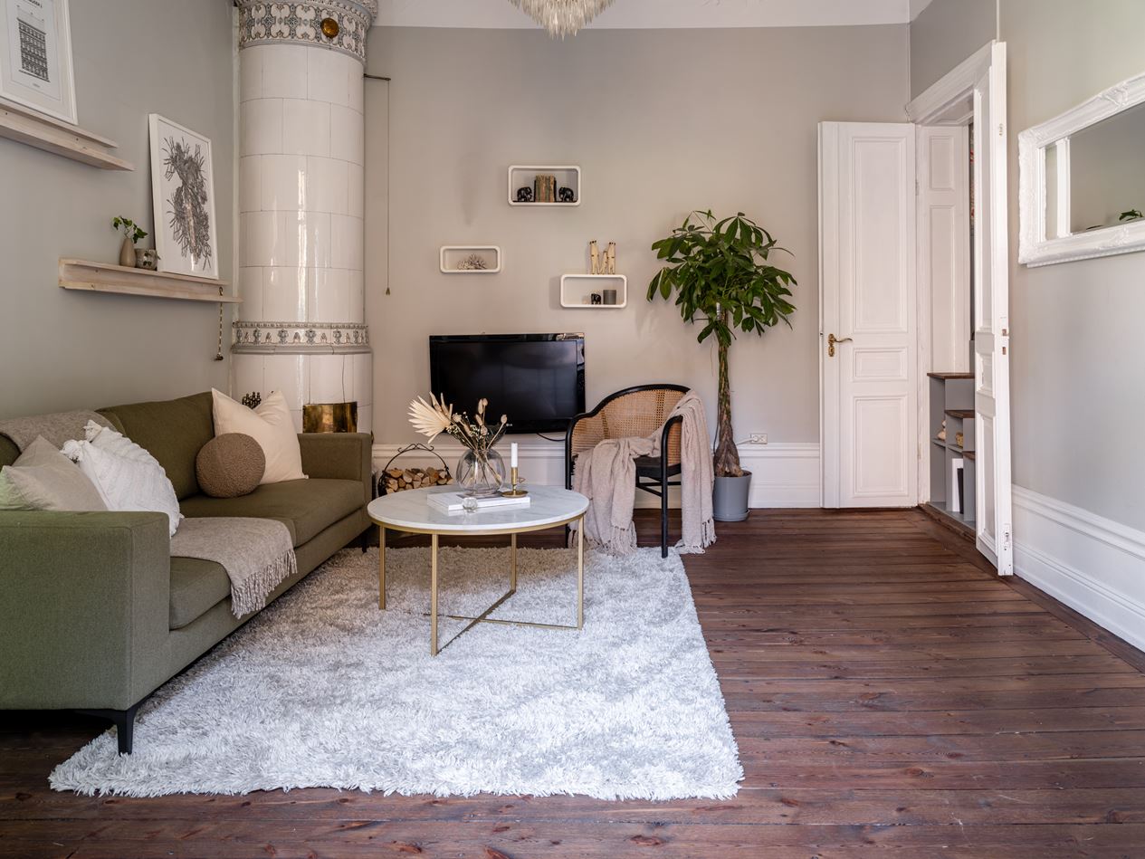 salon avec poêle scandinave