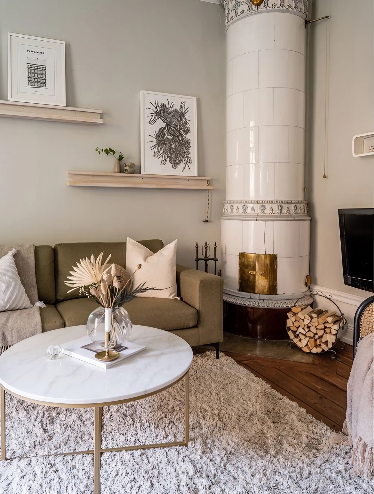 salon avec poêle scandinave