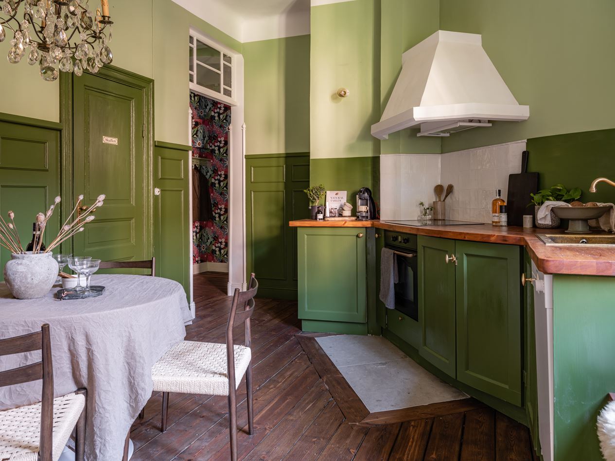 cuisine verte décoration vintage