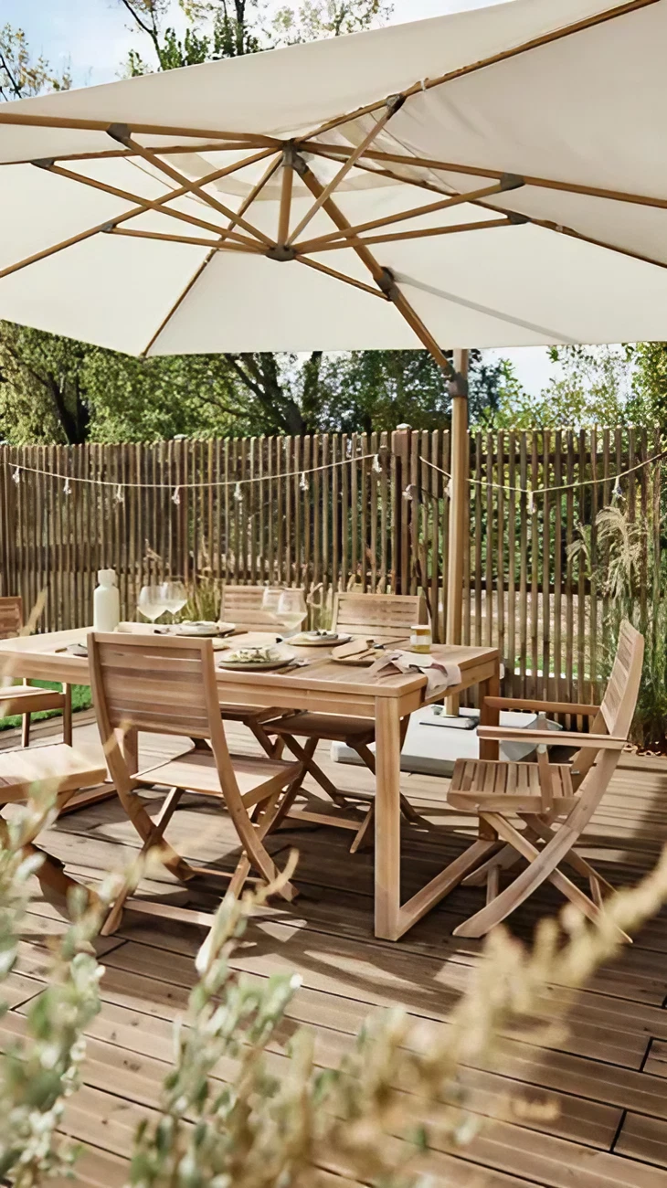 terrasse en bois et parasol déporté terrasse en bois et parasol déporté