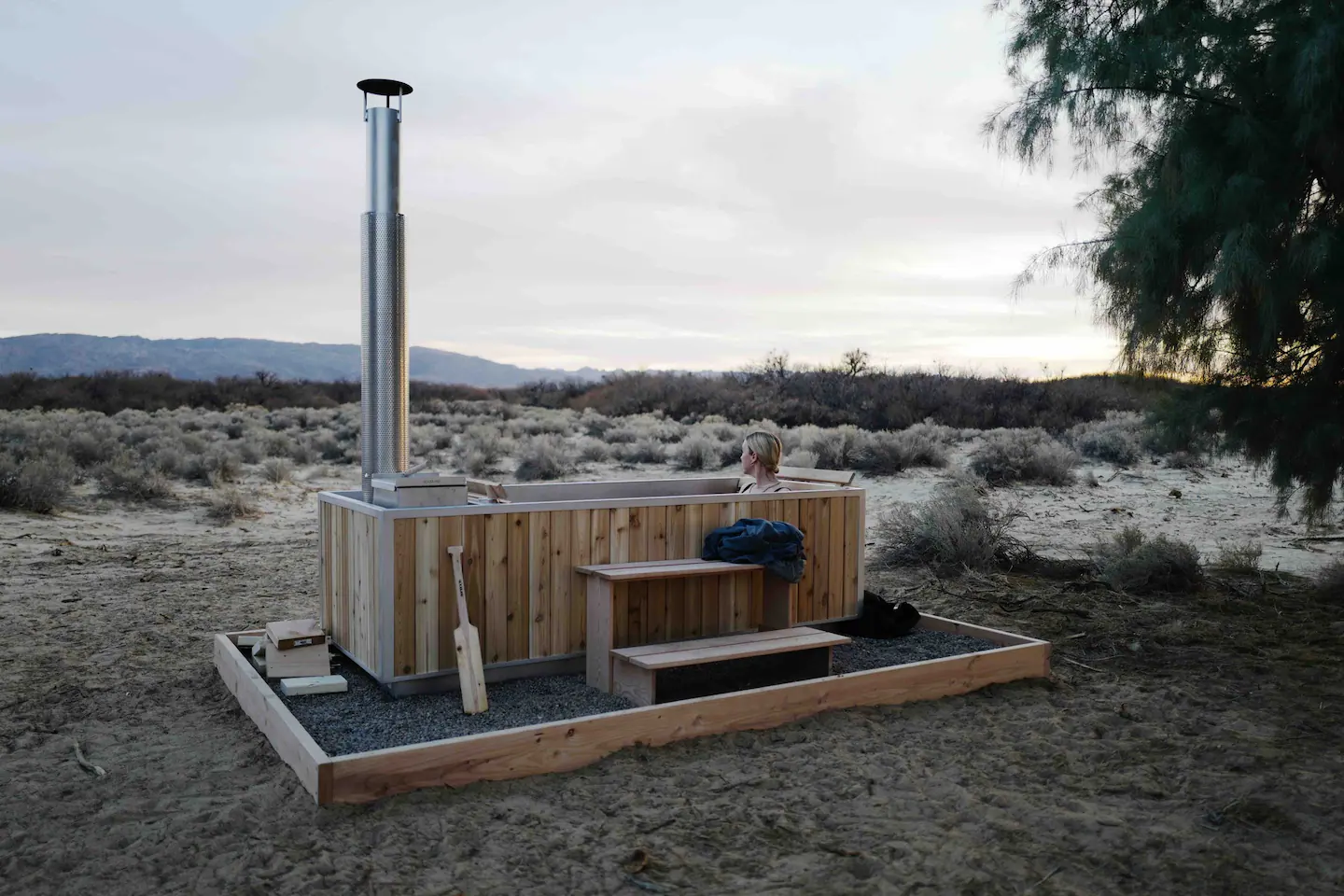 baignoire extérieure avec chauffage 