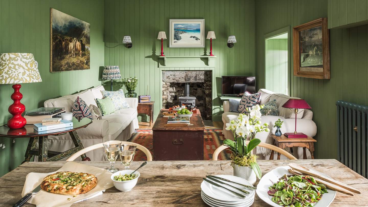 salon et salle à manger décoration colorée cottage île de Mull salon et salle à manger décoration colorée cottage île de Mull