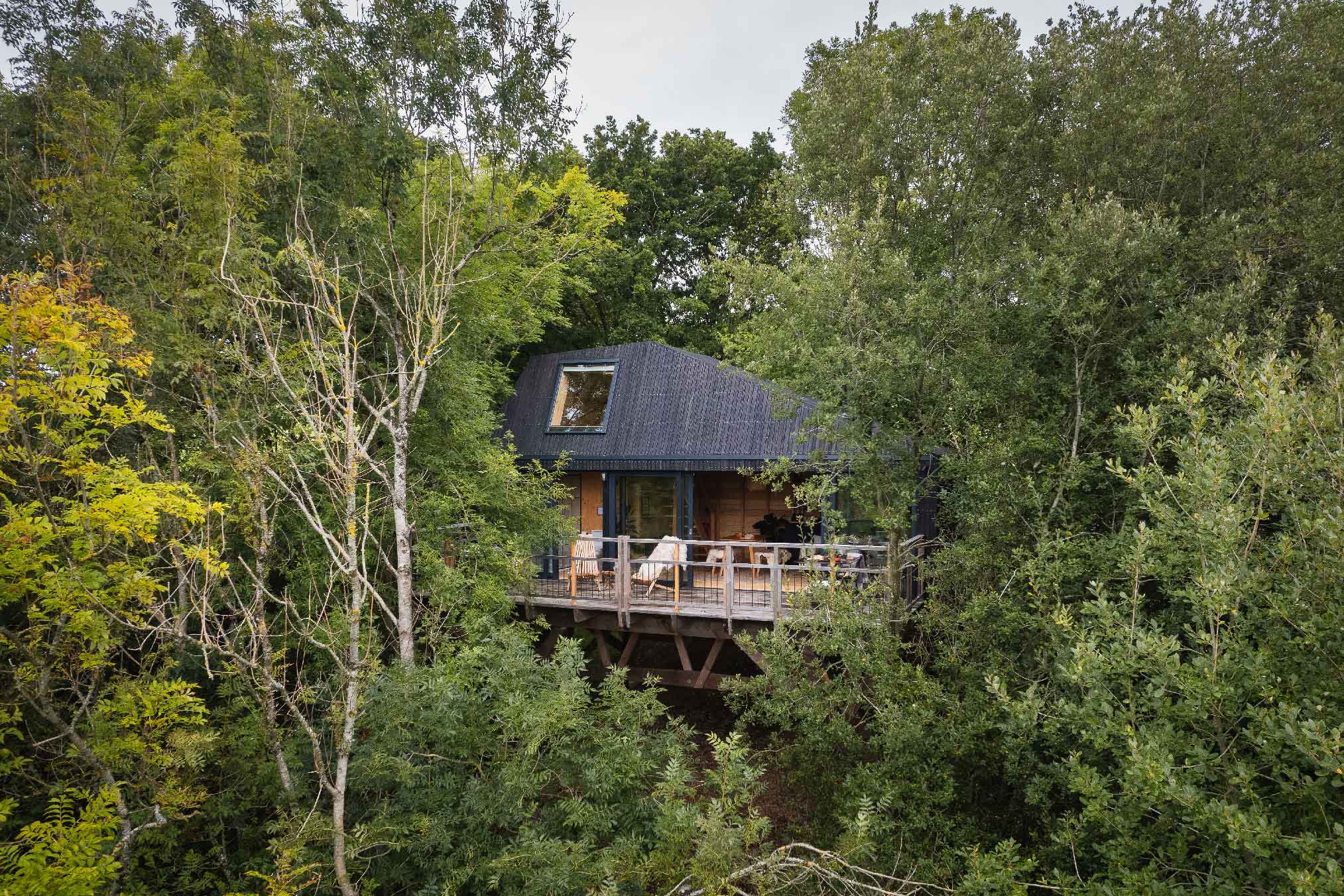 maison en bois noir dans les arbres maison en bois noir dans les arbres