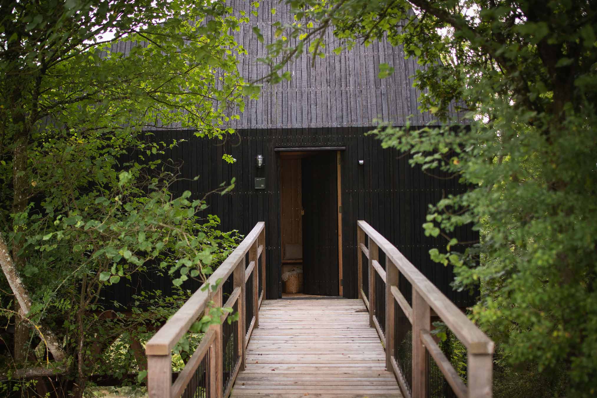 maison en bois noir dans les arbres maison en bois noir dans les arbres