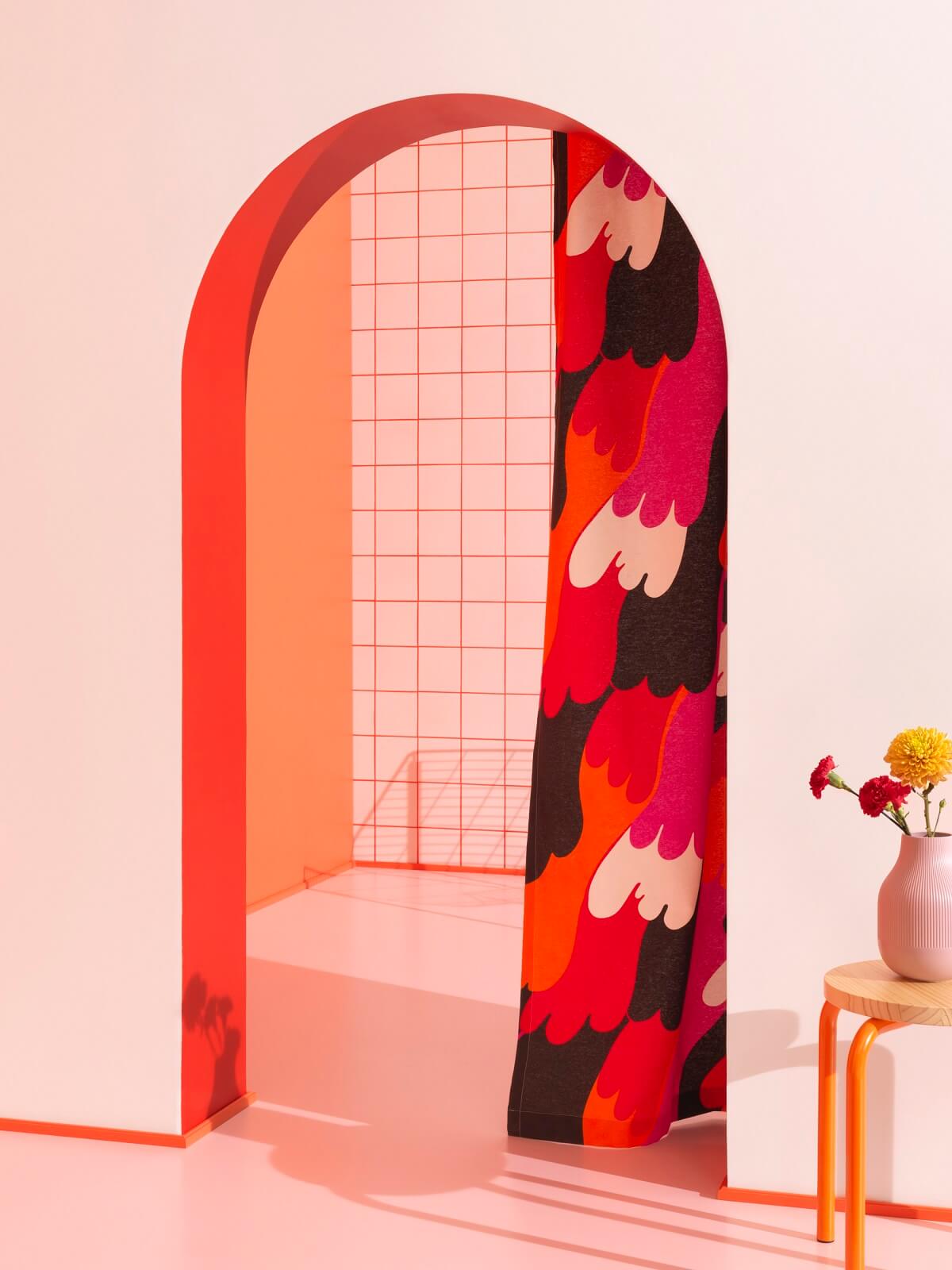 tissu gros motif orange et fuschia tissu gros motif orange et fuschia