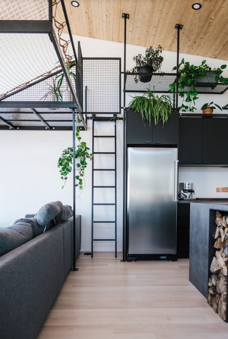 salon et cuisine maison en bois
