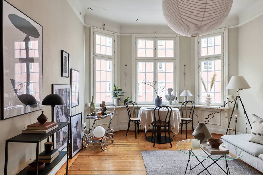 salle à manger et salon studio 38m2 décoration scandinave