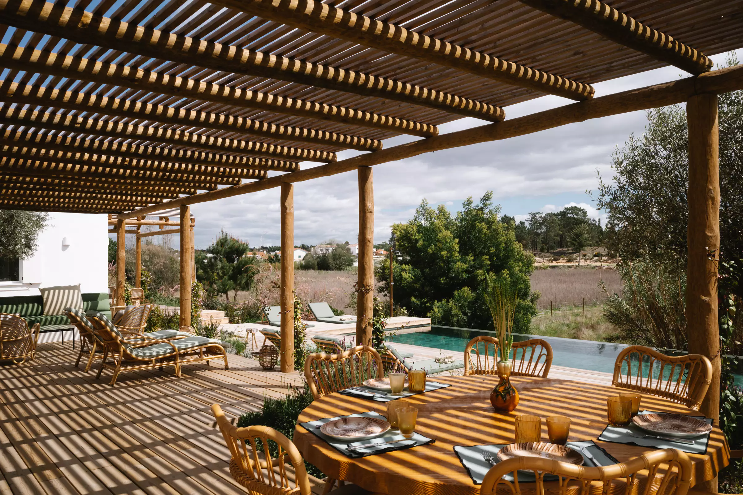 terrasse avec pergola bois maison de plage Comporta terrasse avec pergola bois maison de plage Comporta