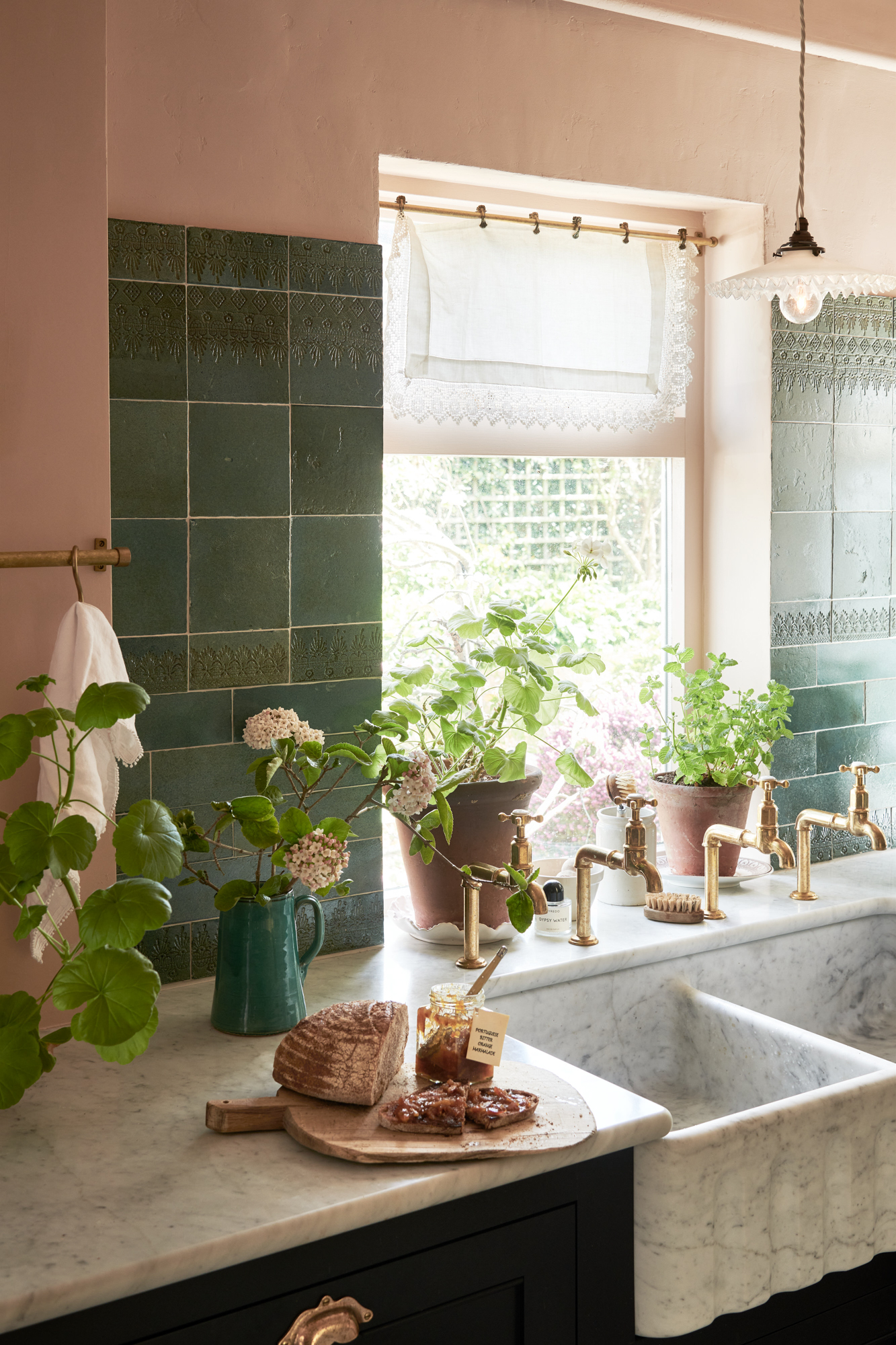 cuisine rustique carrelage vert