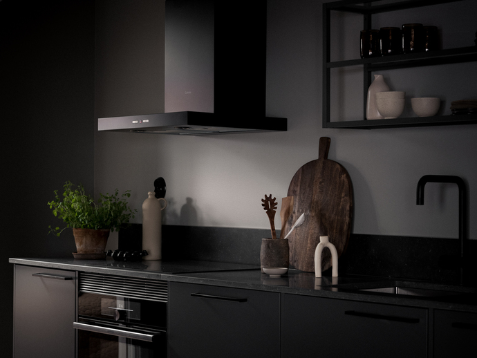 cuisine noire murs gris