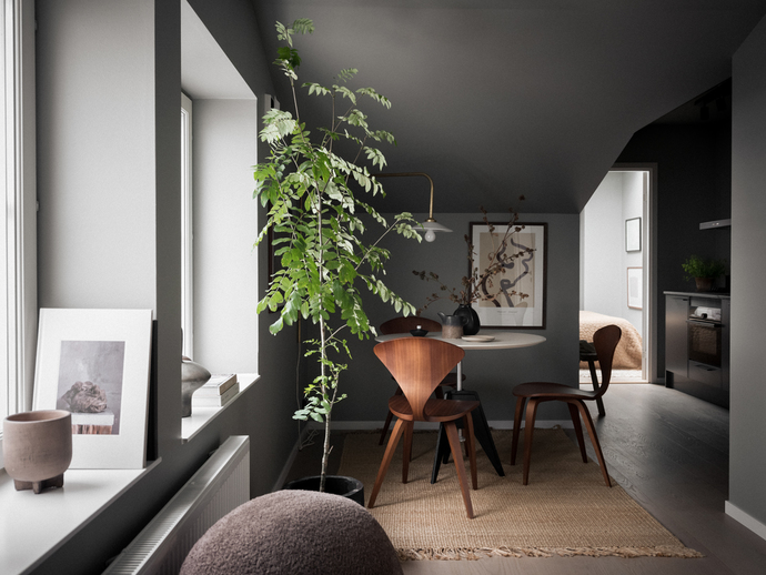 salle à manger décoration design grise