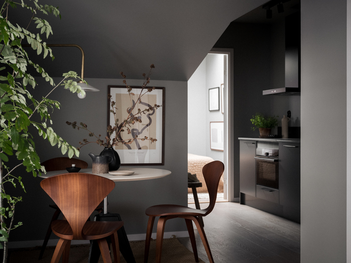salle à manger décoration design grise