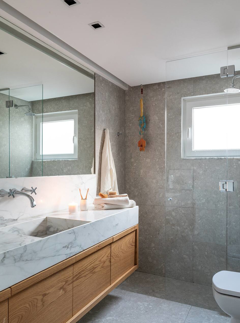 salle de bain bois et marbre décoration contemporaine salle de bain bois et marbre décoration contemporaine