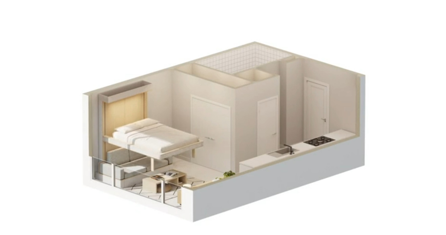 studio design et extensible avec lit au plafond studio design et extensible avec lit au plafond