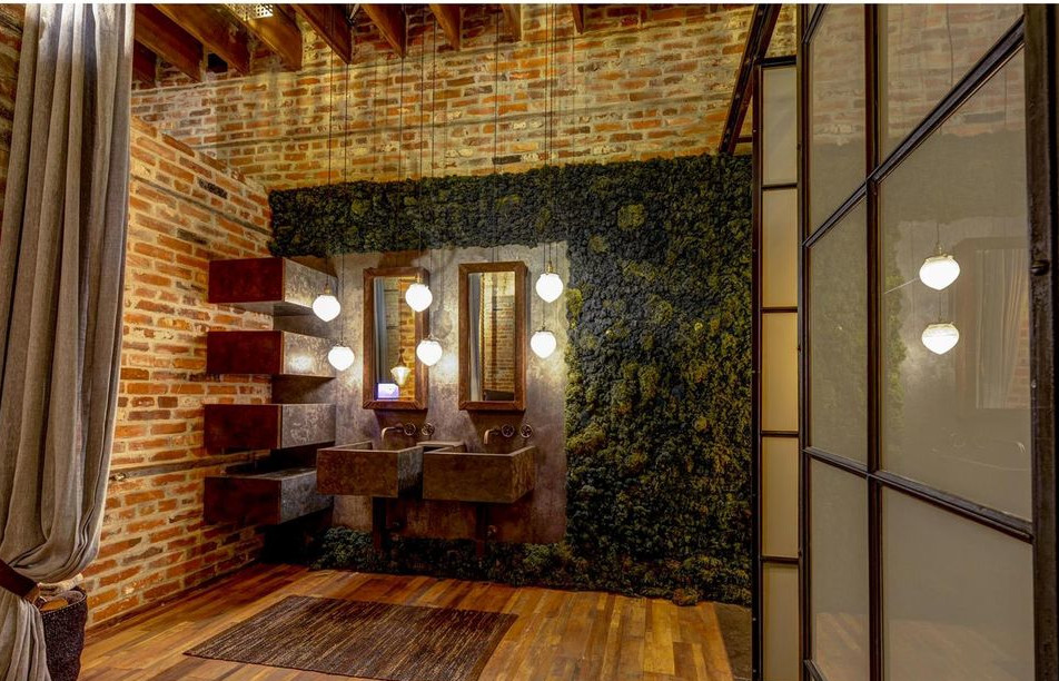 salle de bain maison loft mur végétal salle de bain maison loft mur végétal
