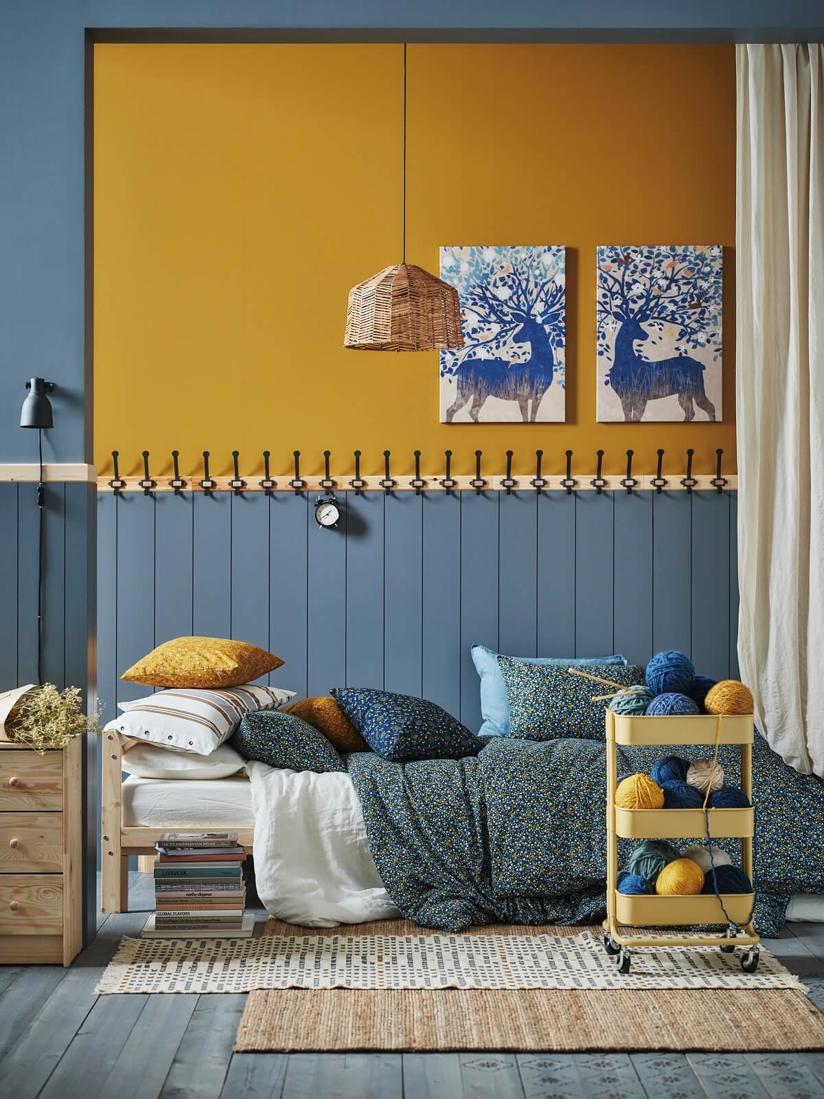 chambre bleue et jaune