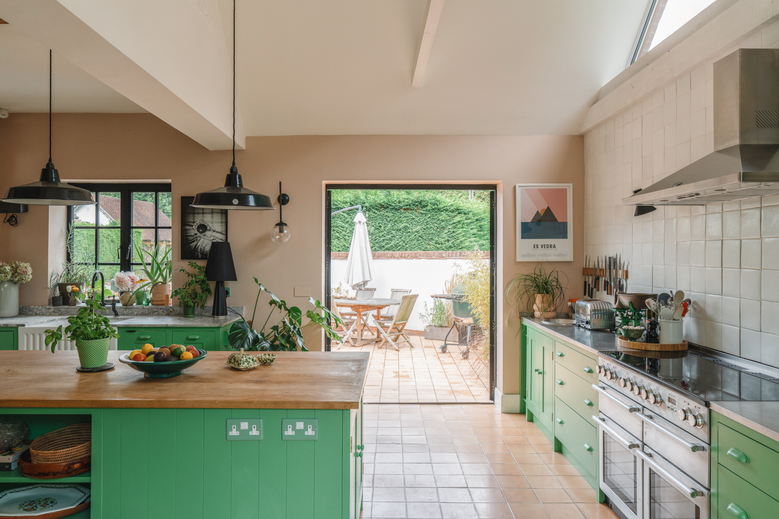 cuisine verte décoration rustique chic