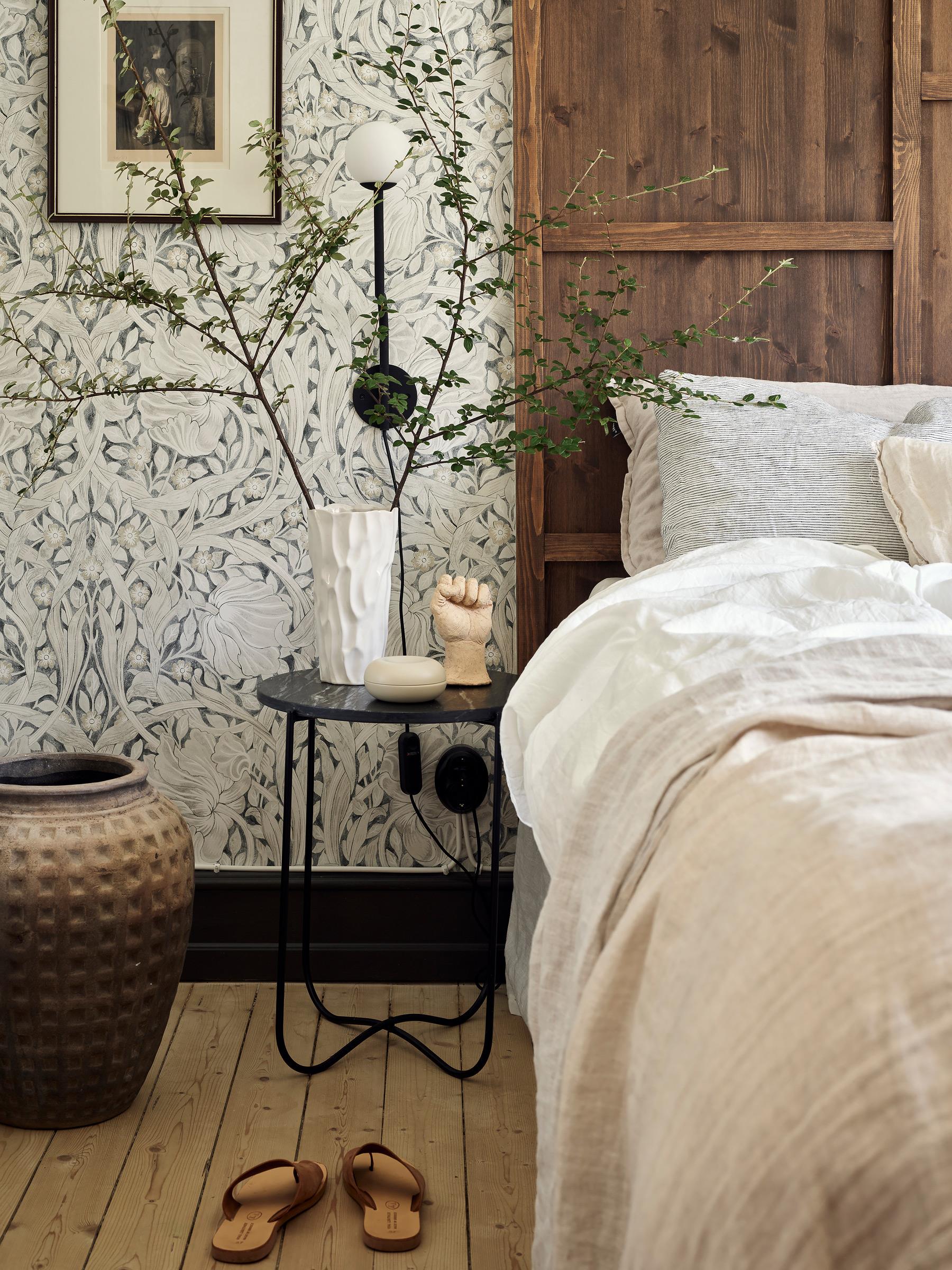 chambre décoration scandinave papier-peint William Morris Pure Pimpernel Black Ink chambre décoration scandinave papier-peint William Morris Pure Pimpernel Black Ink
