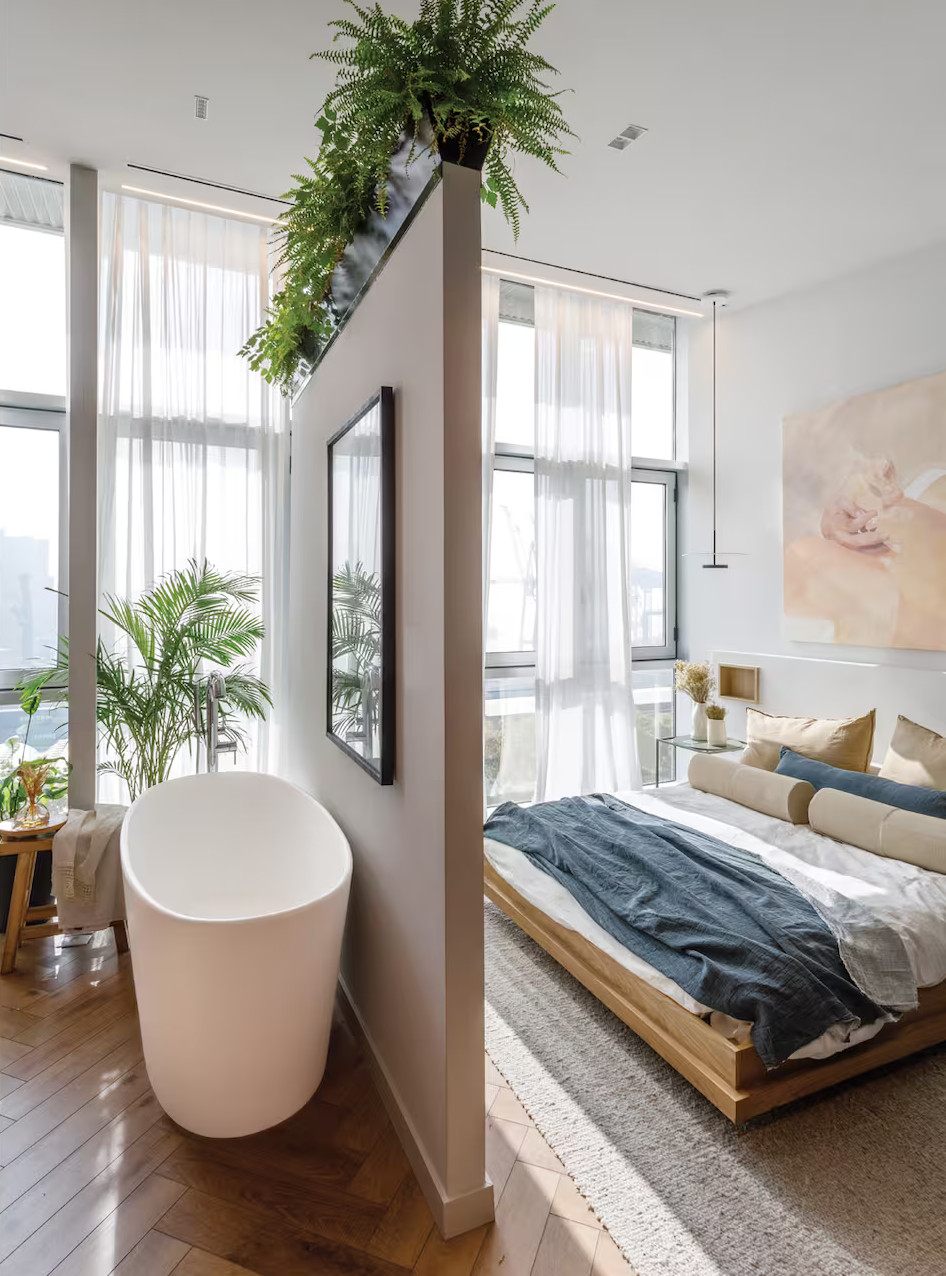 chambre avec salle de bain décoration contemporaine