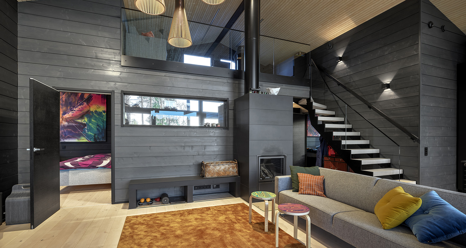 salon maison en bois décoration design