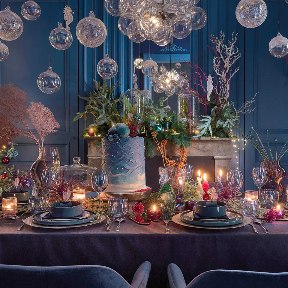 table Noël bleu table Noël bleu