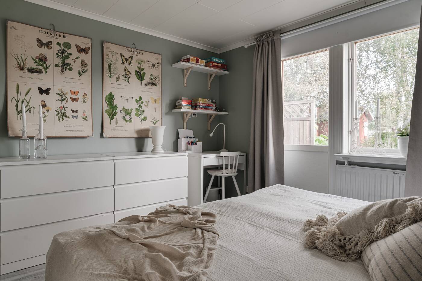 chambre mur vert sauge décoration scandinave petite maison 41m2 chambre mur vert sauge décoration scandinave petite maison 41m2