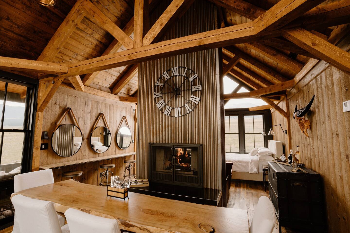salon maison en bois loft