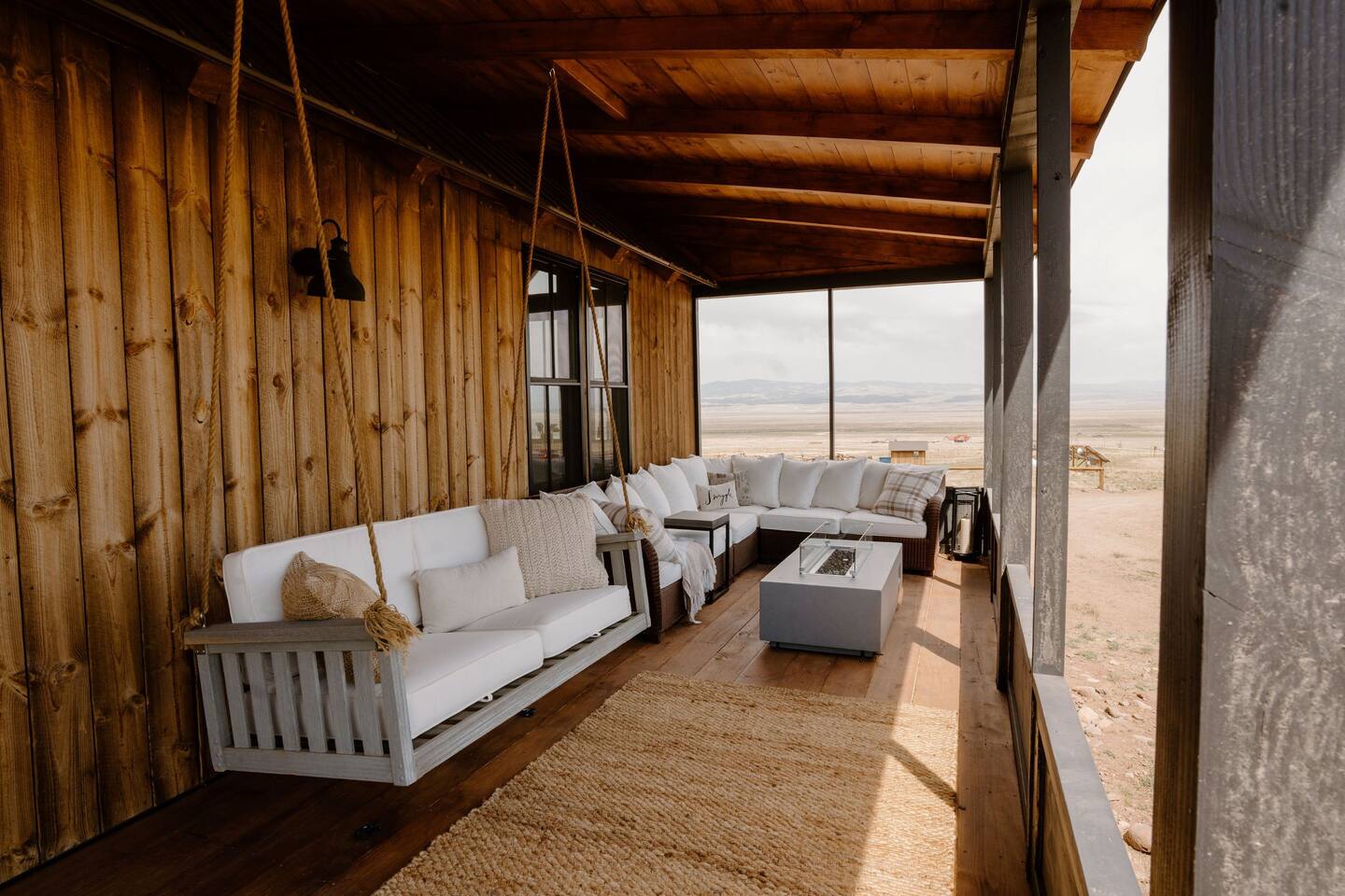 terrasse abritée maison en bois loft