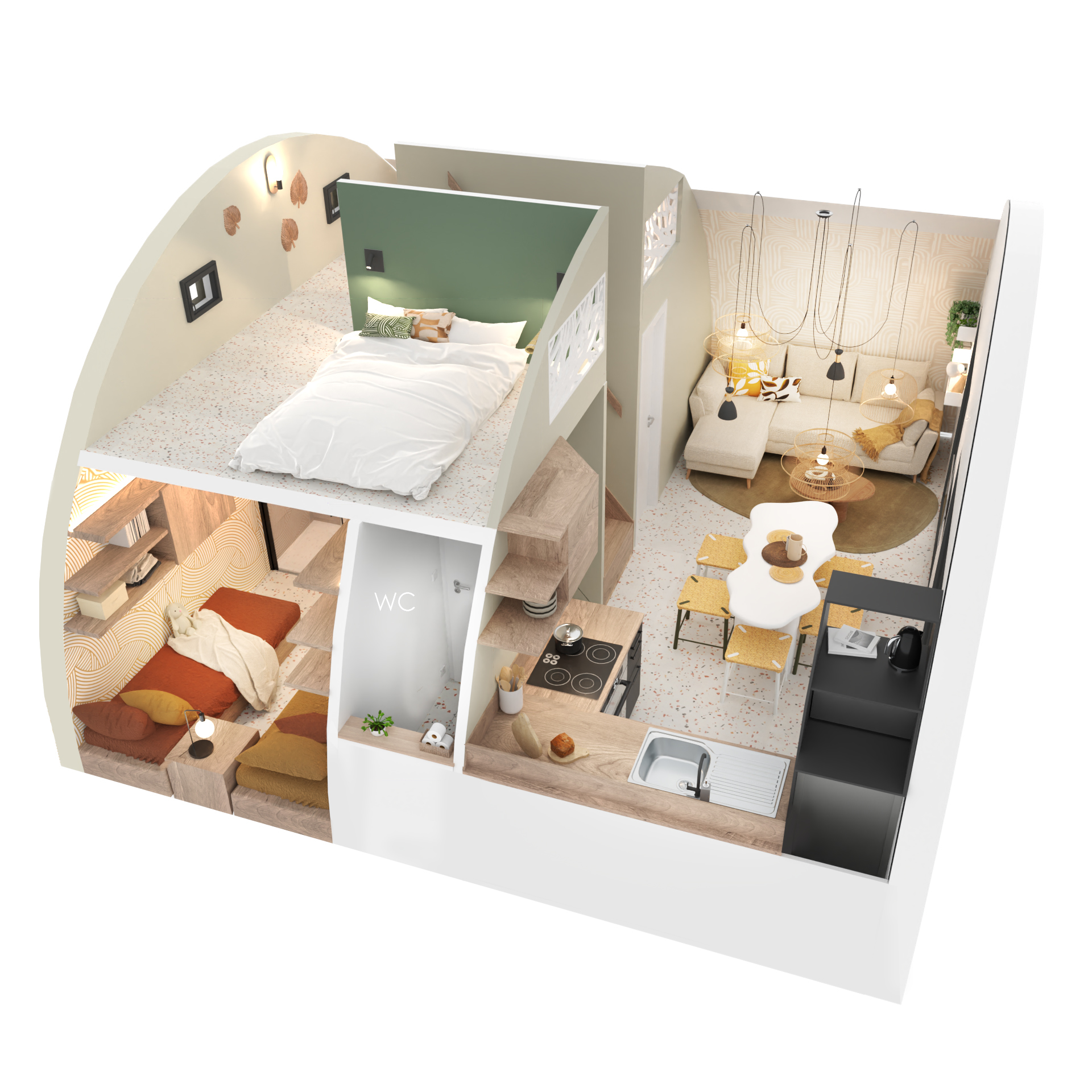 plan mini maison écologique française Arkegreen