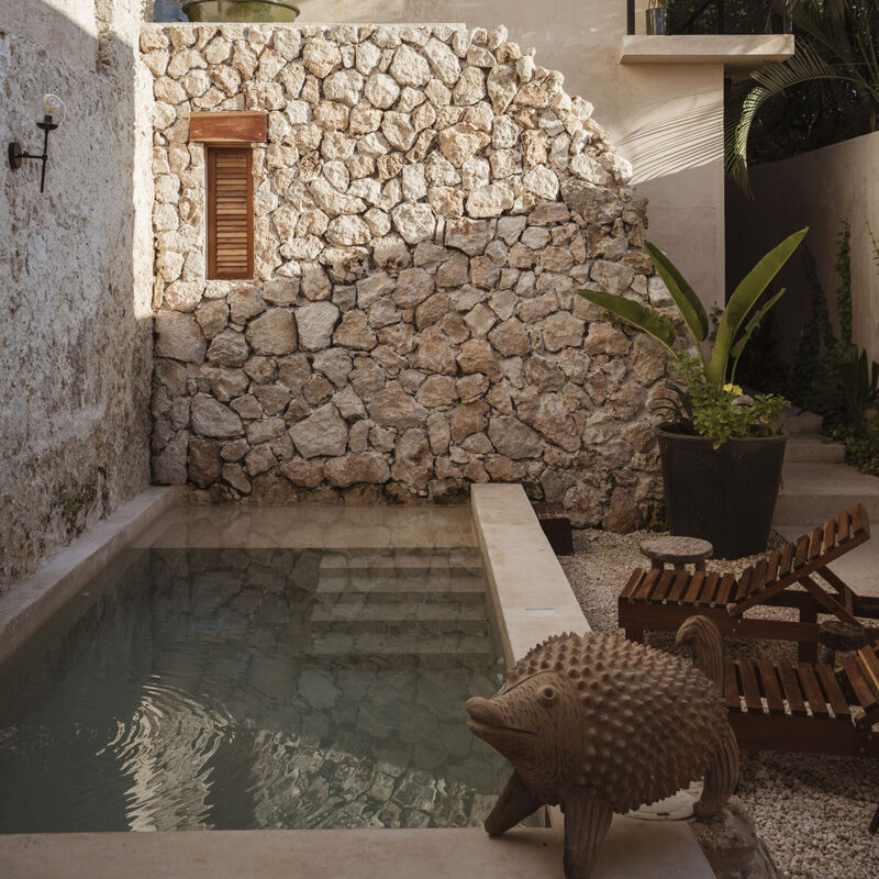 jardin avec mur en pierres et petite piscine jardin avec mur en pierres et petite piscine