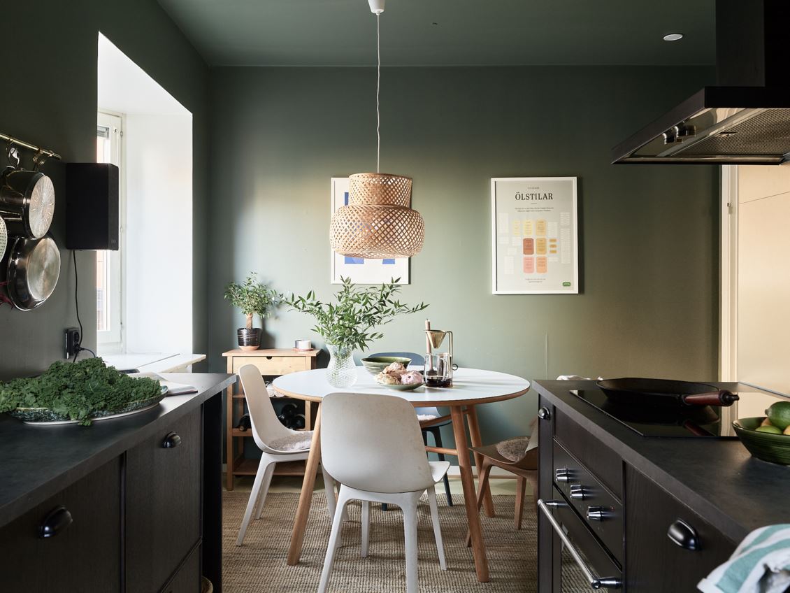 cuisine noire murs verts décoration scandinave cuisine noire murs verts décoration scandinave