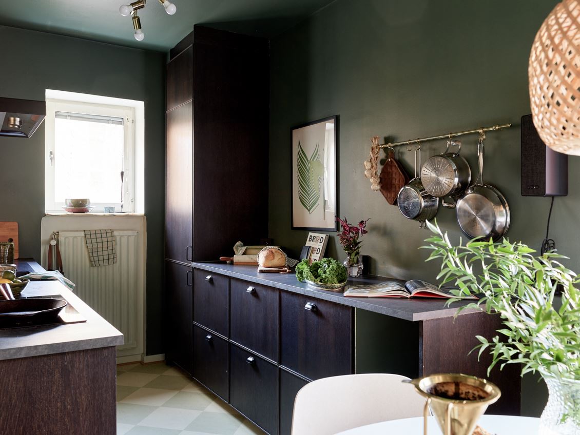 cuisine noire murs verts décoration scandinave cuisine noire murs verts décoration scandinave