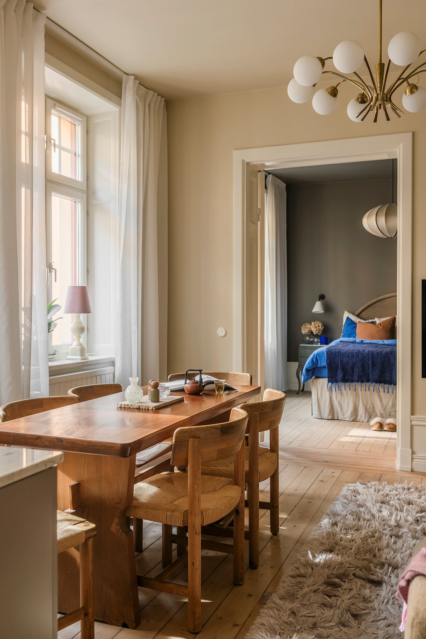 salle à manger et chambre décoration scandinave